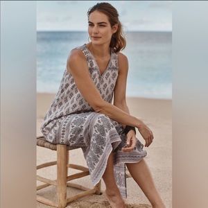 J Jill Pure Jill 100% linen mauve paisley dress